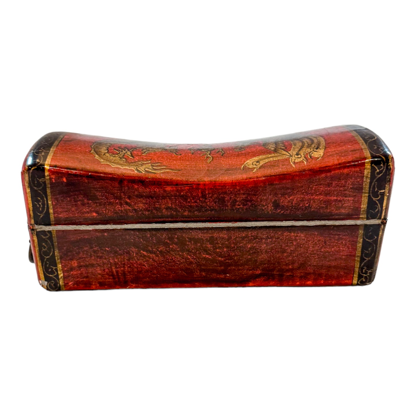 Qing Dynasty opium pillow box, phoenix decorated lid, scenes of erotica inside
