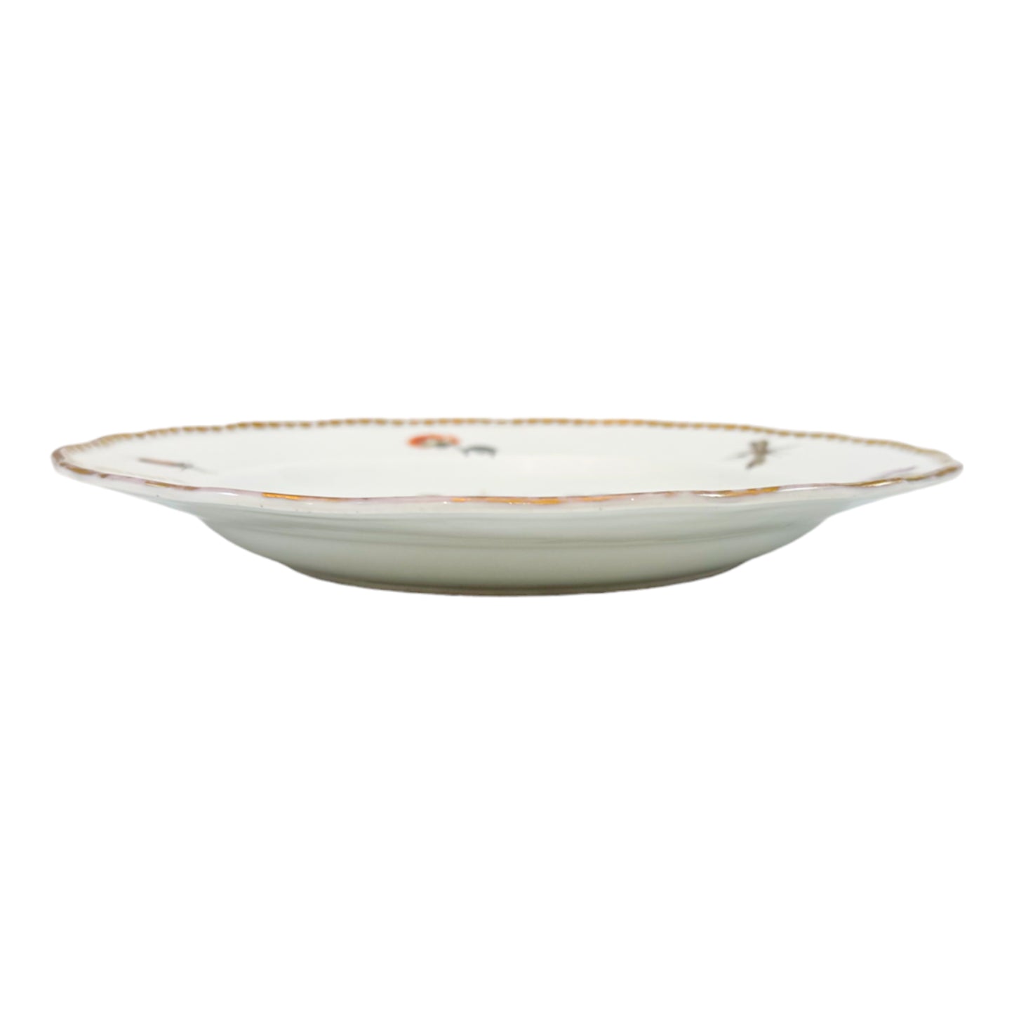 1820's Meissen porcelain scalloped rim plate with decoration of bird, insects and flowers