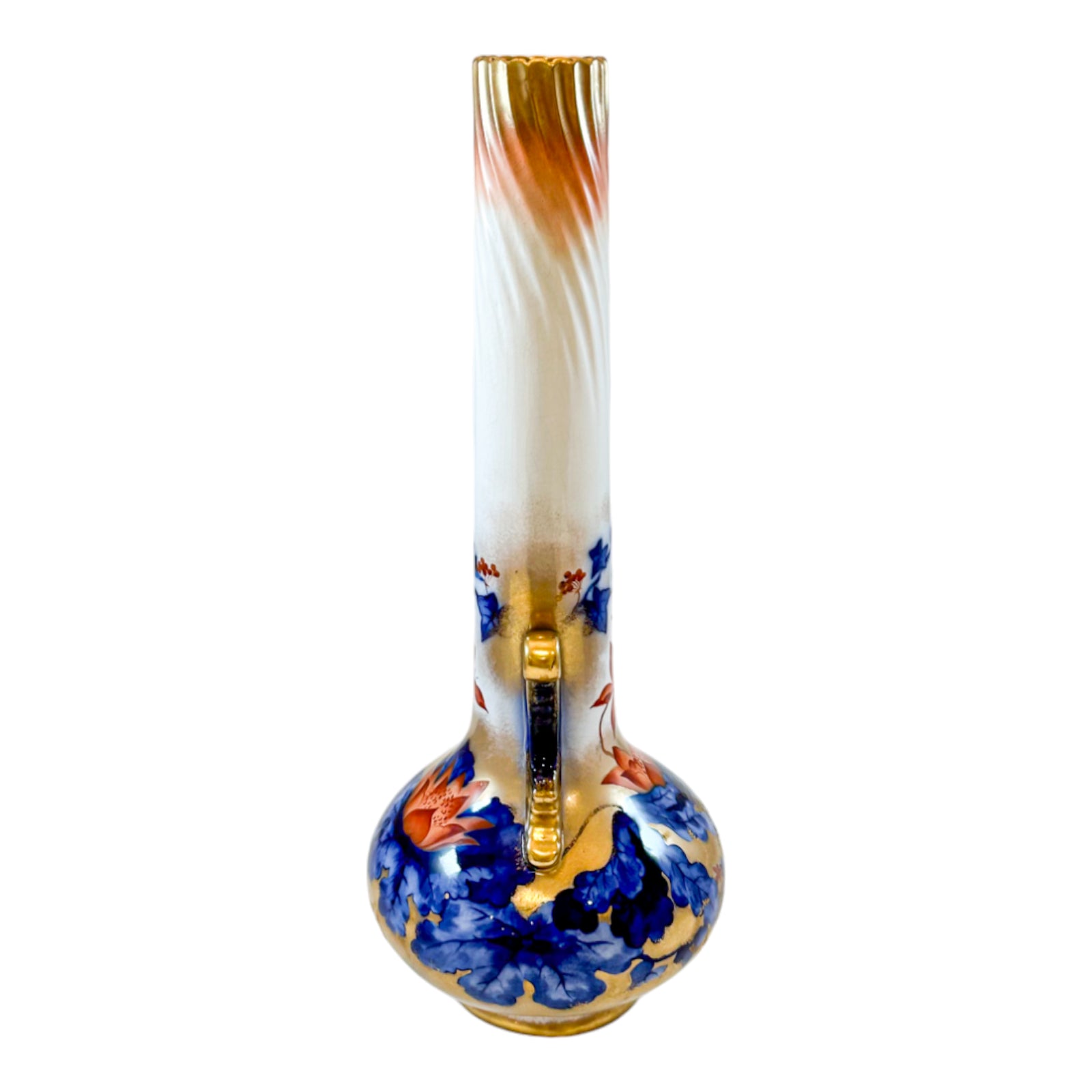 Victorian George Jones Stone Crescent Japanese azaleas faience tall vase