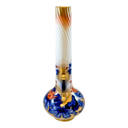 Victorian George Jones Stone Crescent Japanese azaleas faience tall vase