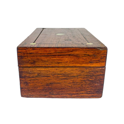 Victorian mahogany and mother of pearl jewellery trinket storage box