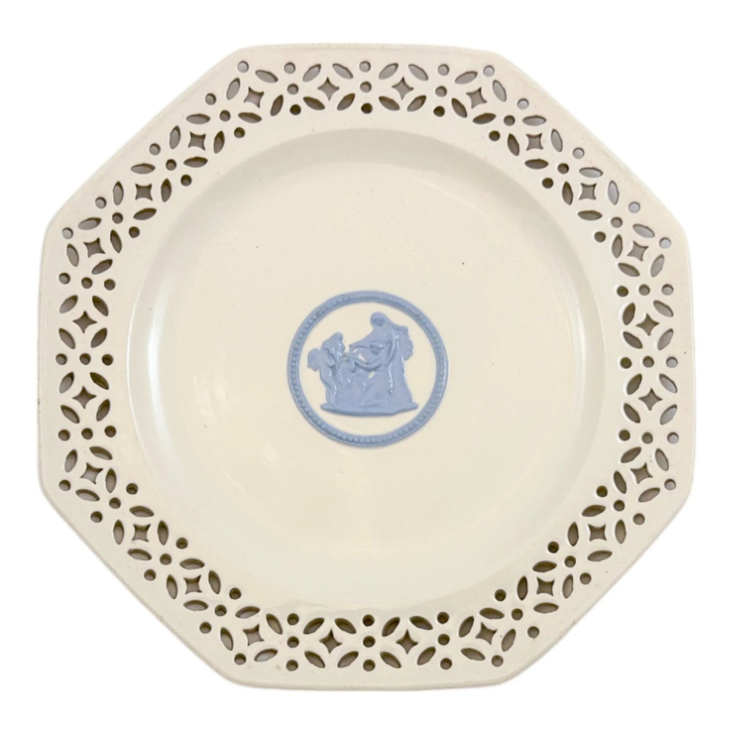 Pair of mid-Victorian Wedgwood Queen's Ware porcelain Neoclassical octagonal plates
