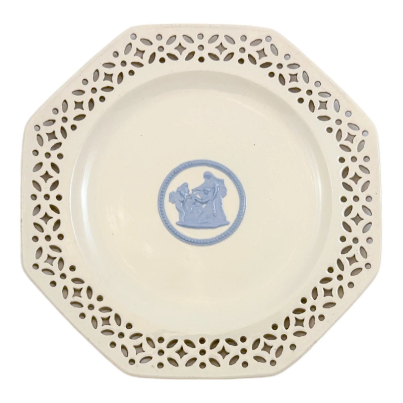 Pair of mid-Victorian Wedgwood Queen's Ware porcelain Neoclassical octagonal plates