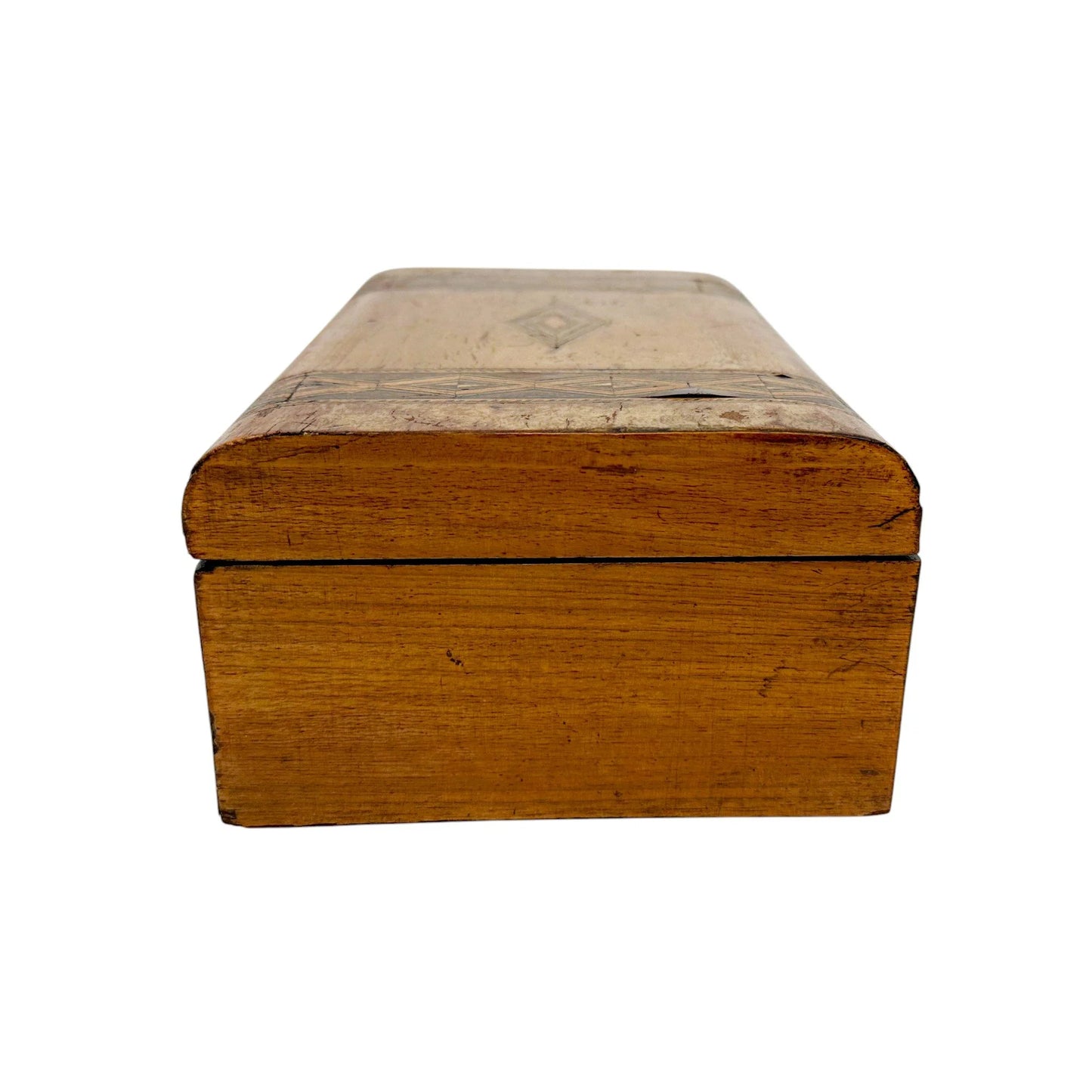 Victorian domed Tunbridge Ware storage jewellery box with lift out tray