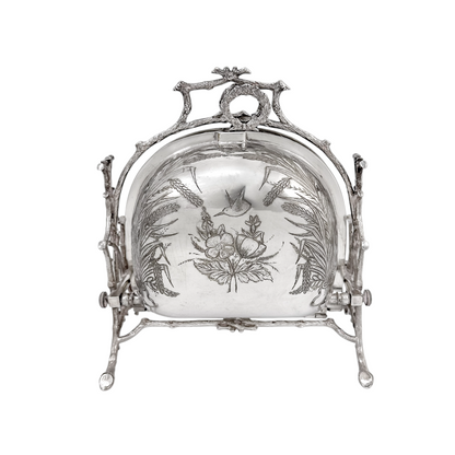 Victorian silver-plated Aesthetic folding biscuit box, Staniforth Fenton