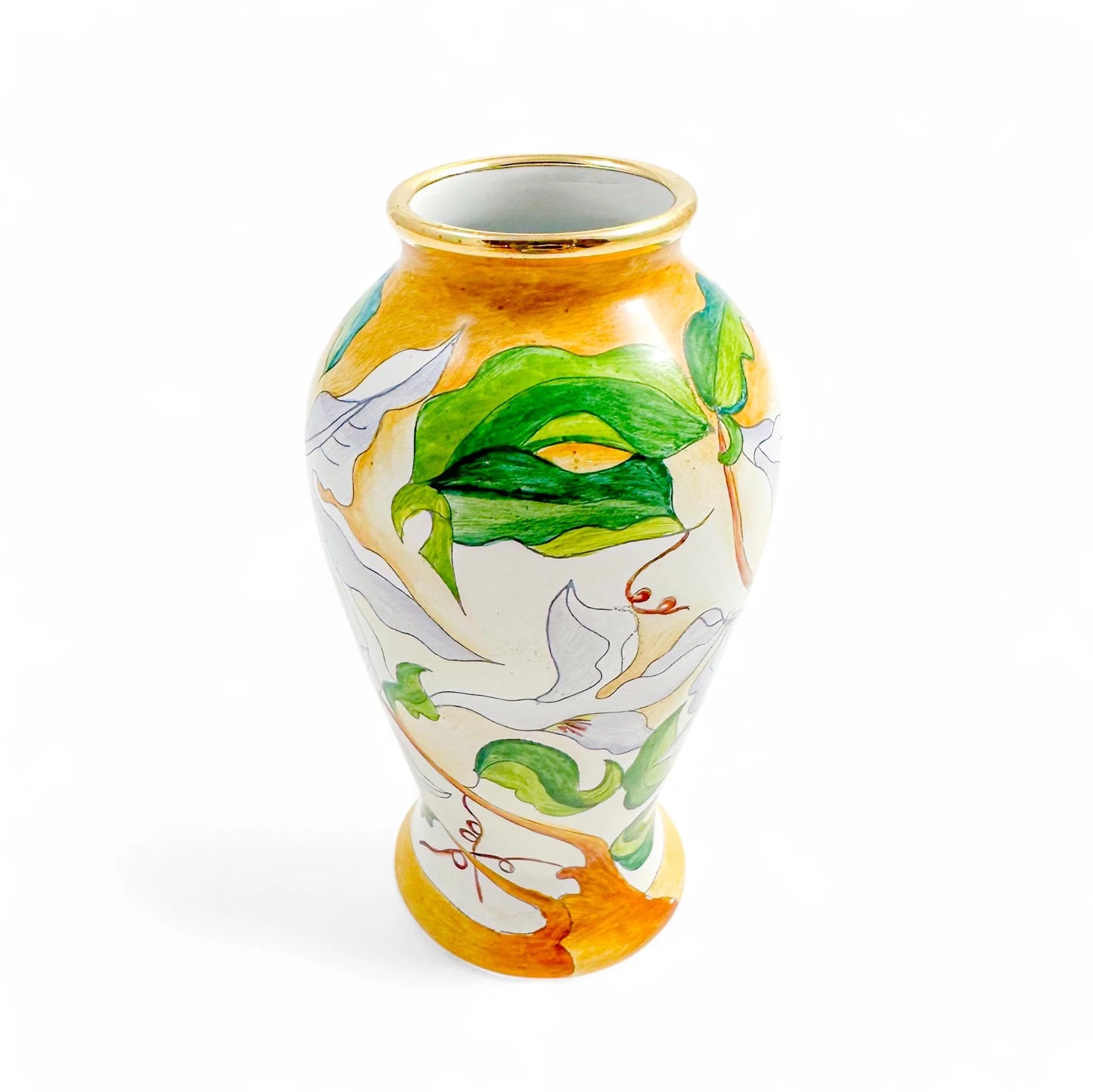 Vintage Moorcroft Enamels miniature vase with narcissus white flowers