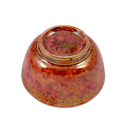 Miniature Art Deco Daisy Makeig-Jones for Wedgwood red Fairyland lustre porcelain bowl