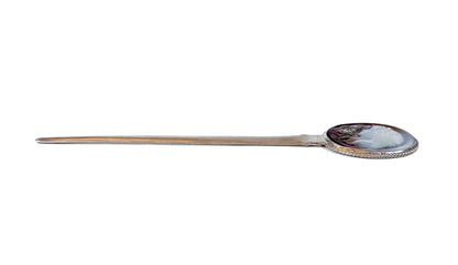 Art Nouveau style sterling silver letter opener with abalone mother-of-pearl medallion