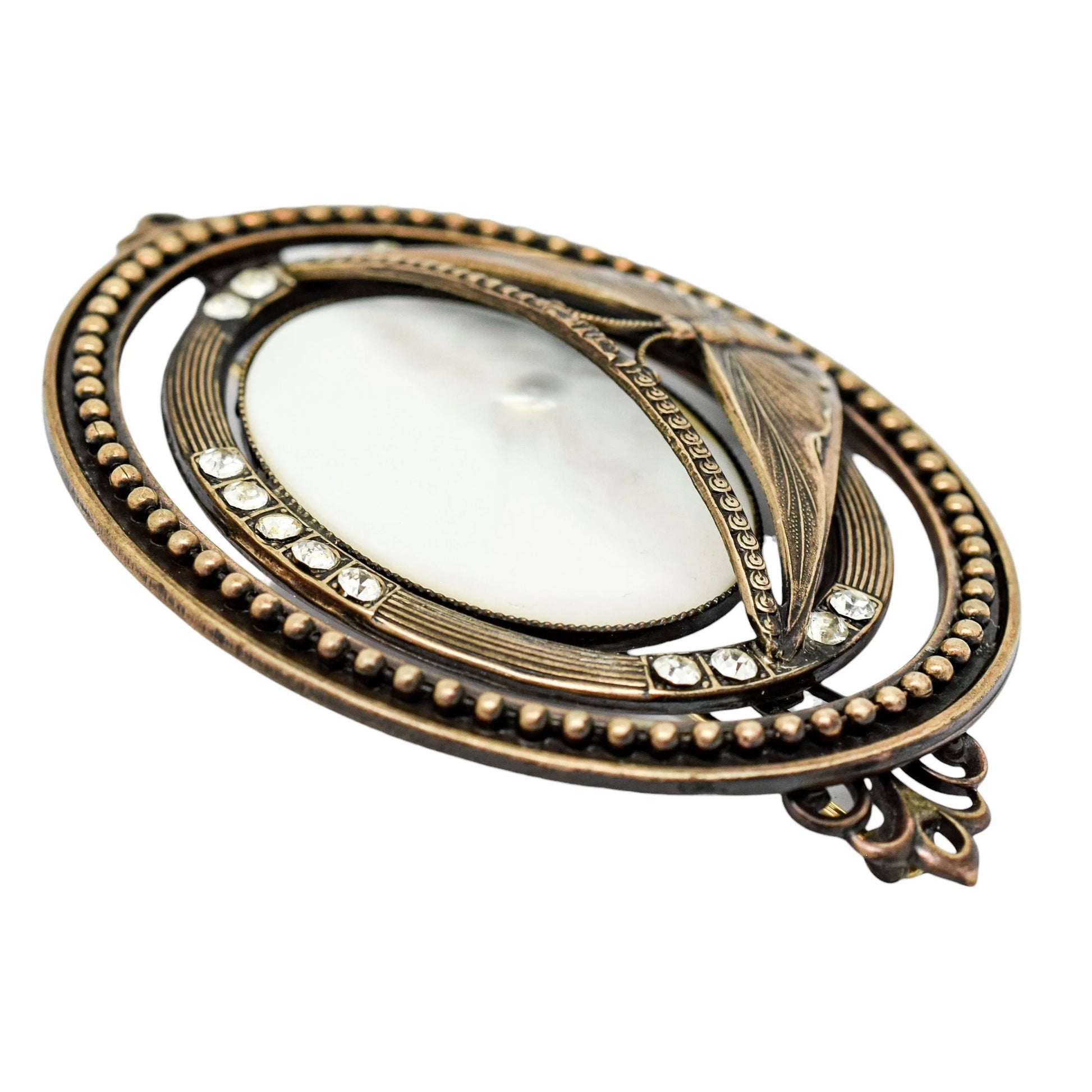 Vintage Ermani Bulatti huge bronzed mother-of-pearl butterfly statement brooch