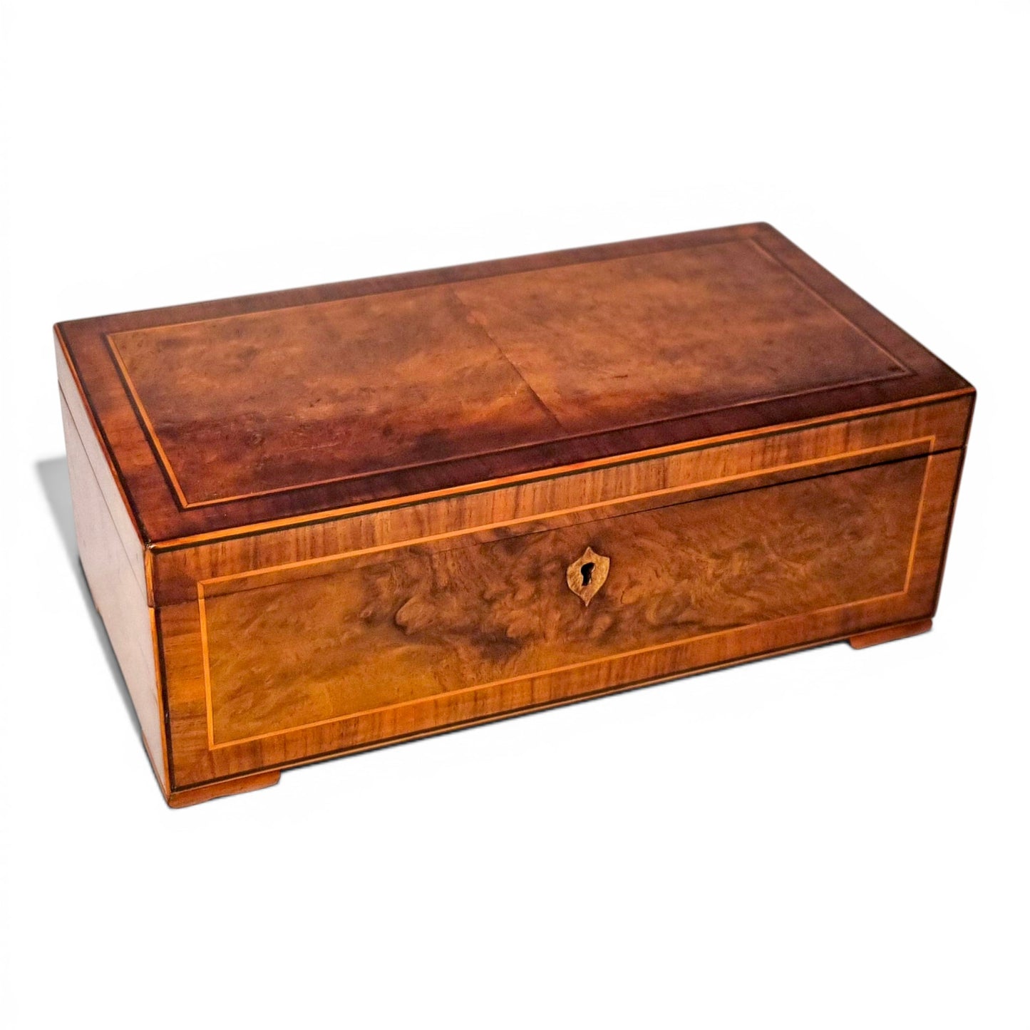 Victorian burr walnut jewellery box, c.1880