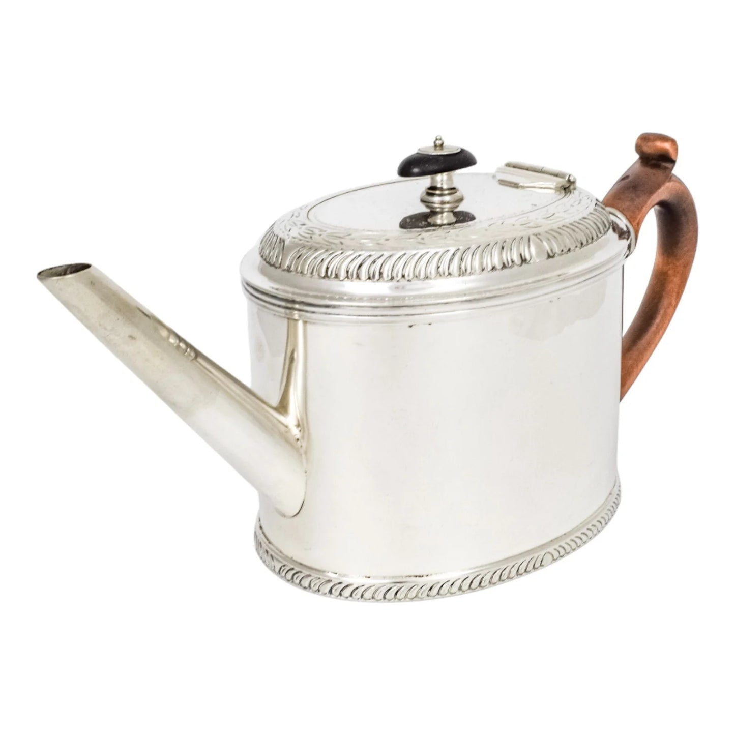George III English provincial silver teapot with pear wood handle