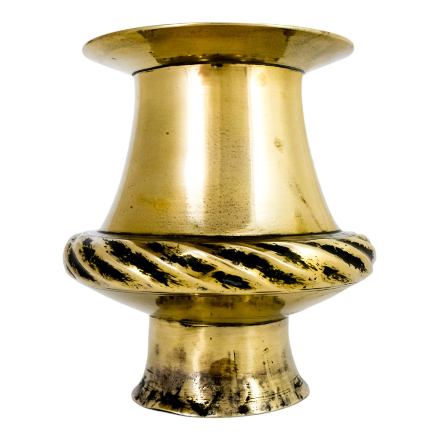 19th century Indian brass lota water pot with fluted rope border
