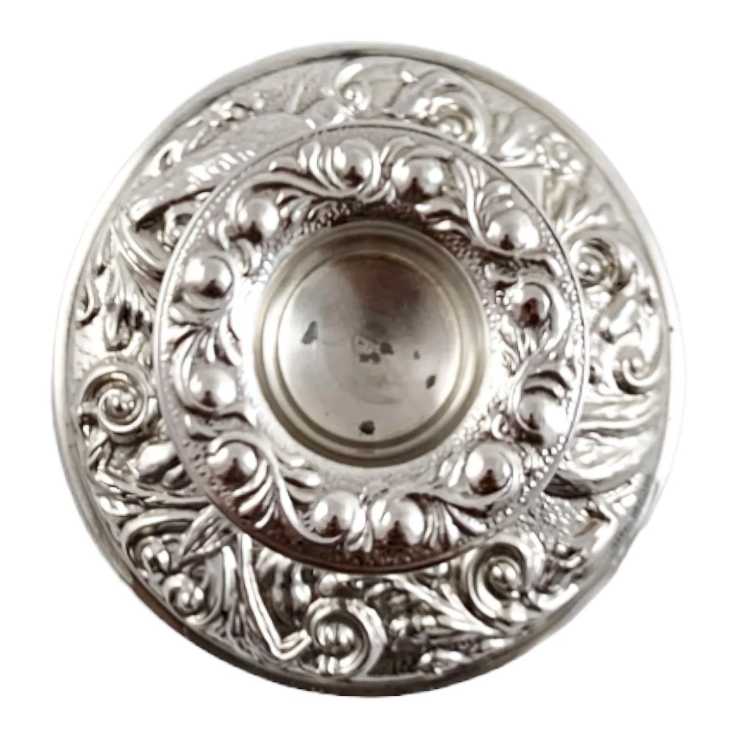 Vintage sterling silver candlestick embossed with flowers in Art Nouveau style
