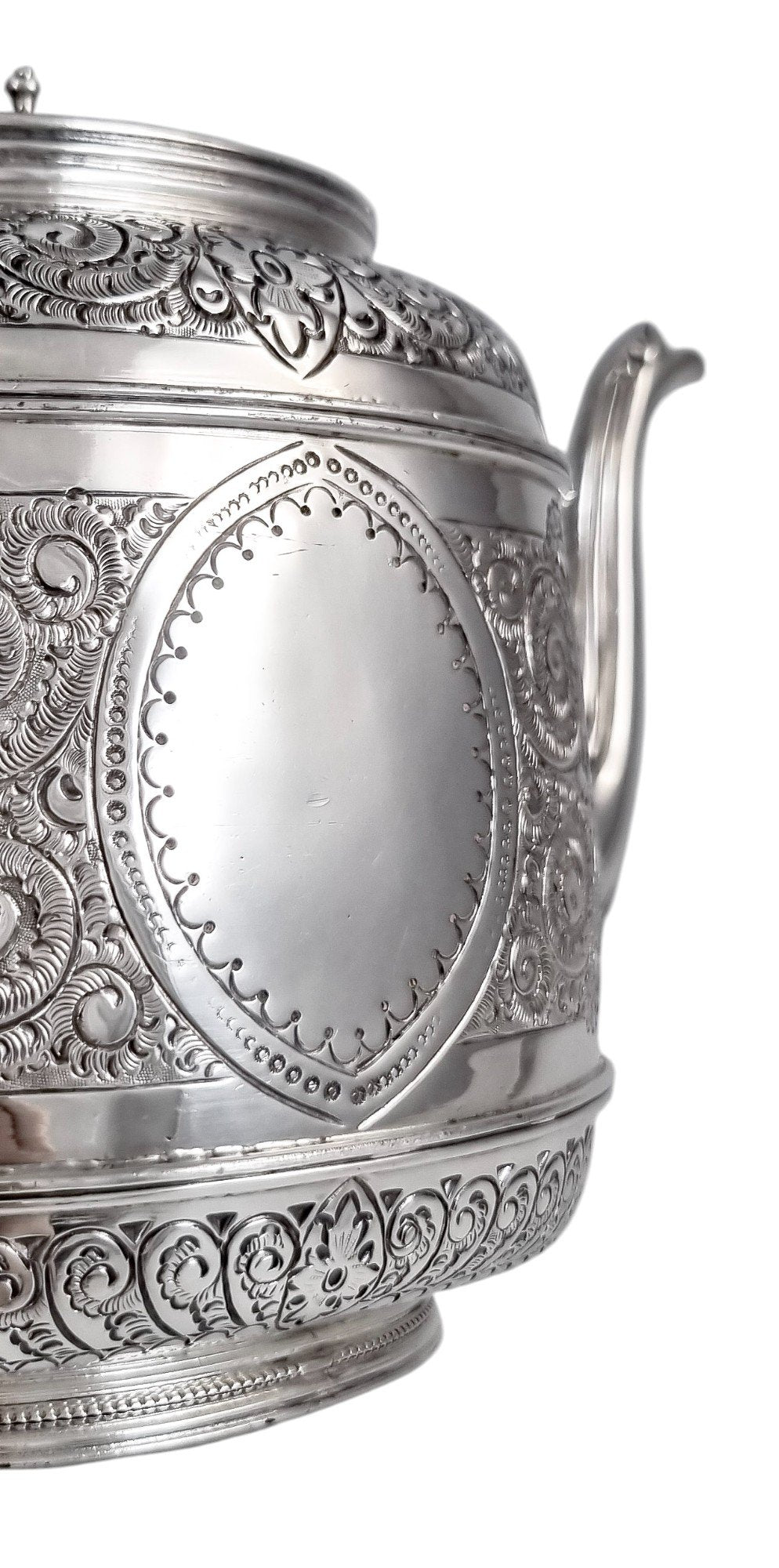 Antique Victorian silver plated three-piece tea set, Rococo Revival and Aestheticism, c. 1880s