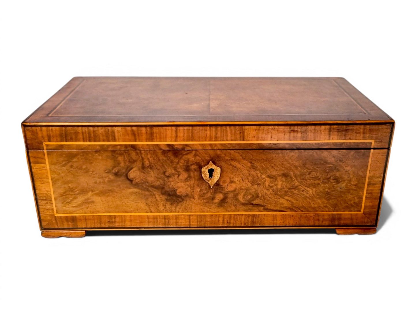 Victorian burr walnut jewellery box, c.1880