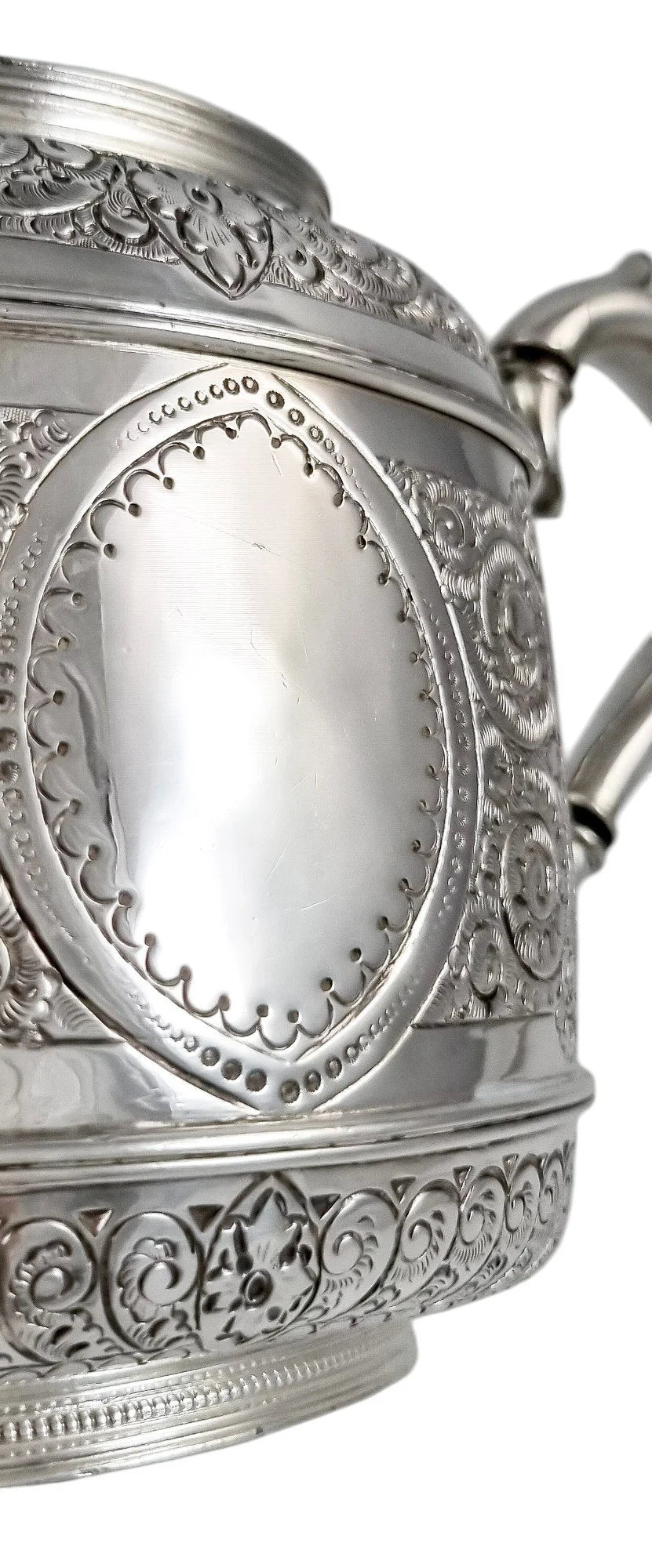 Antique Victorian silver plated three-piece tea set, Rococo Revival and Aestheticism, c. 1880s