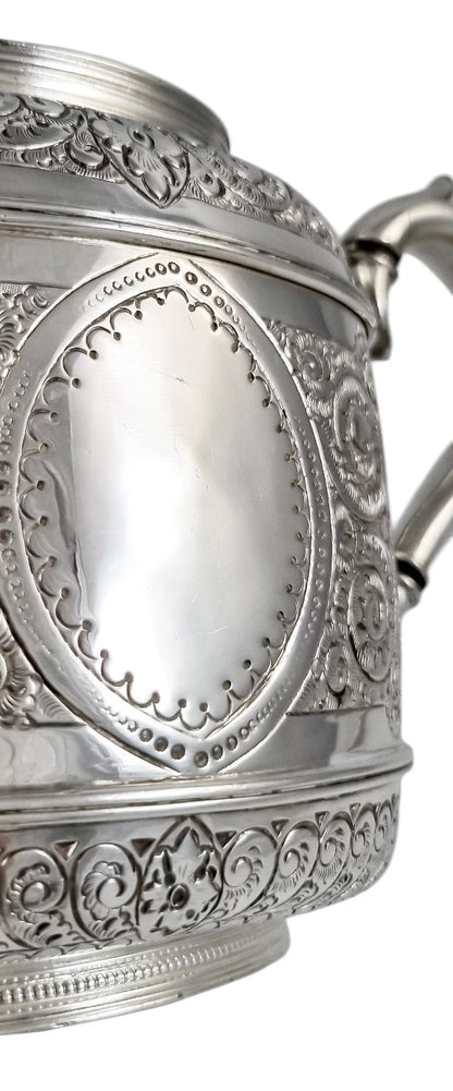 Antique Victorian silver plated three-piece tea set, Rococo Revival and Aestheticism, c. 1880s
