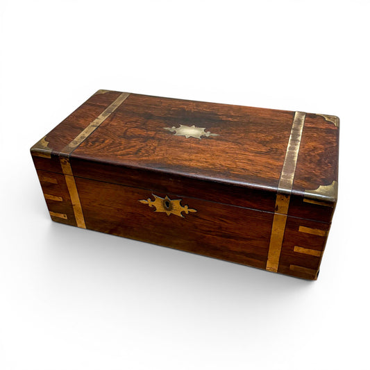Victorian rosewood campaign writing slope, secret drawers