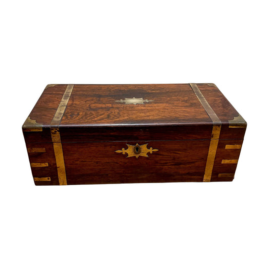 Victorian rosewood campaign writing slope, secret drawers