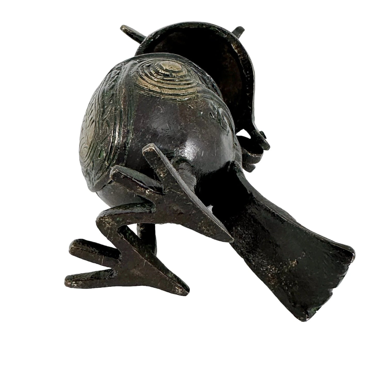 Antique Indian bronze Dhokra owl box / container with a hinged lid