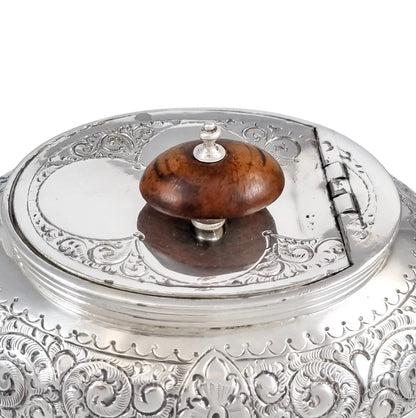 Antique Victorian silver plated three-piece tea set, Rococo Revival and Aestheticism, c. 1880s