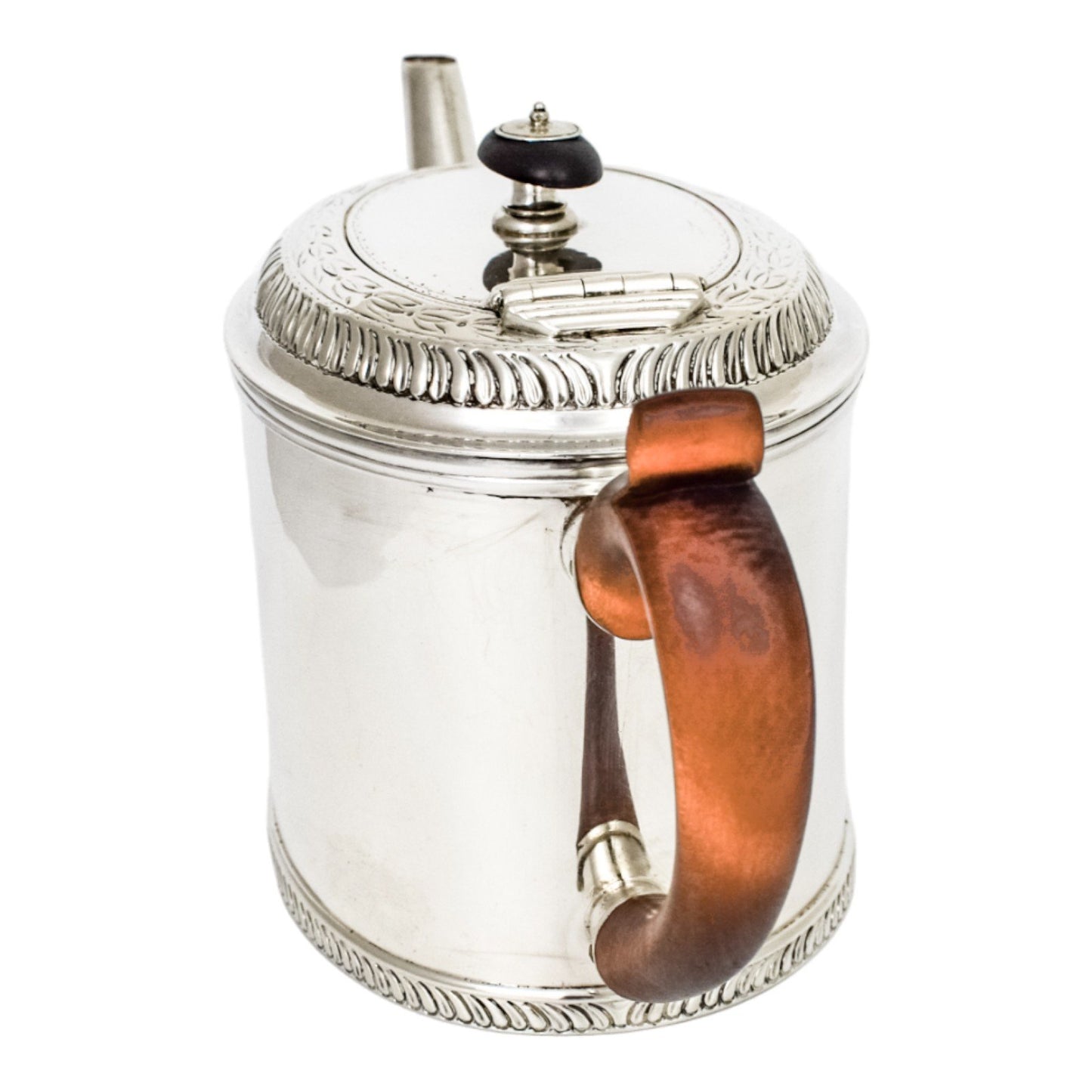 George III English provincial silver teapot with pear wood handle
