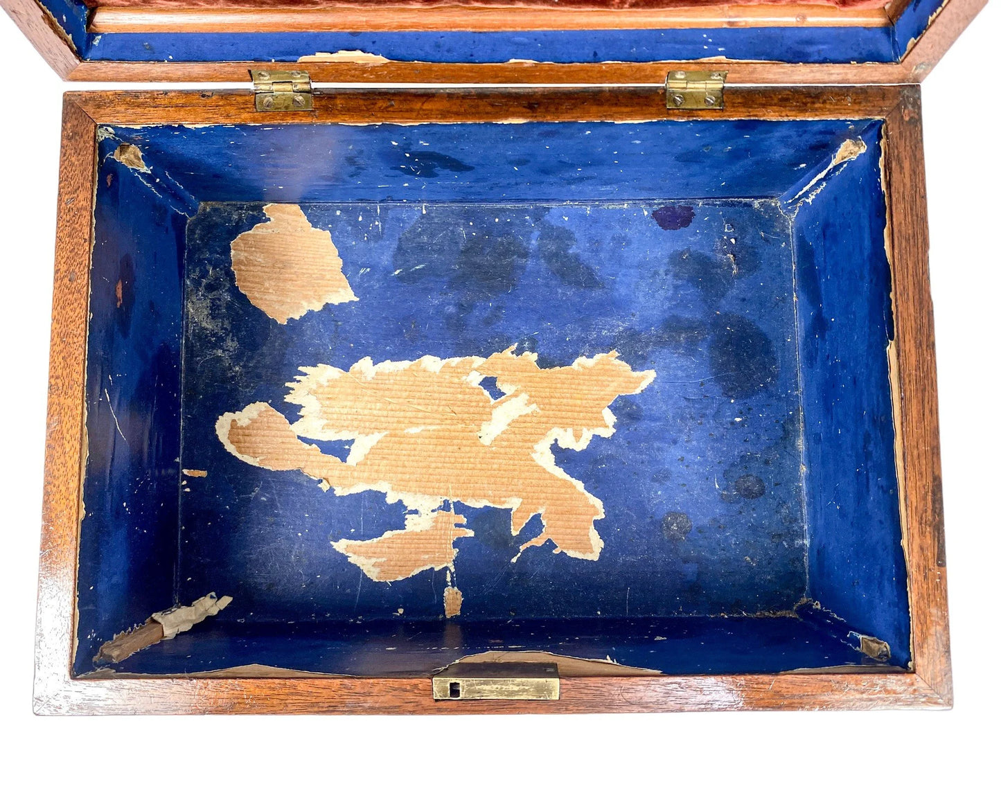 Victorian jewellery keepsake / work box with geometric marquetry inlay