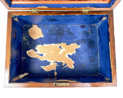 Victorian jewellery keepsake / work box with geometric marquetry inlay