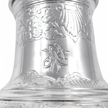 George II large sterling silver pepper pot / sugar sifter / muffineer, Samuel Wood, 1744