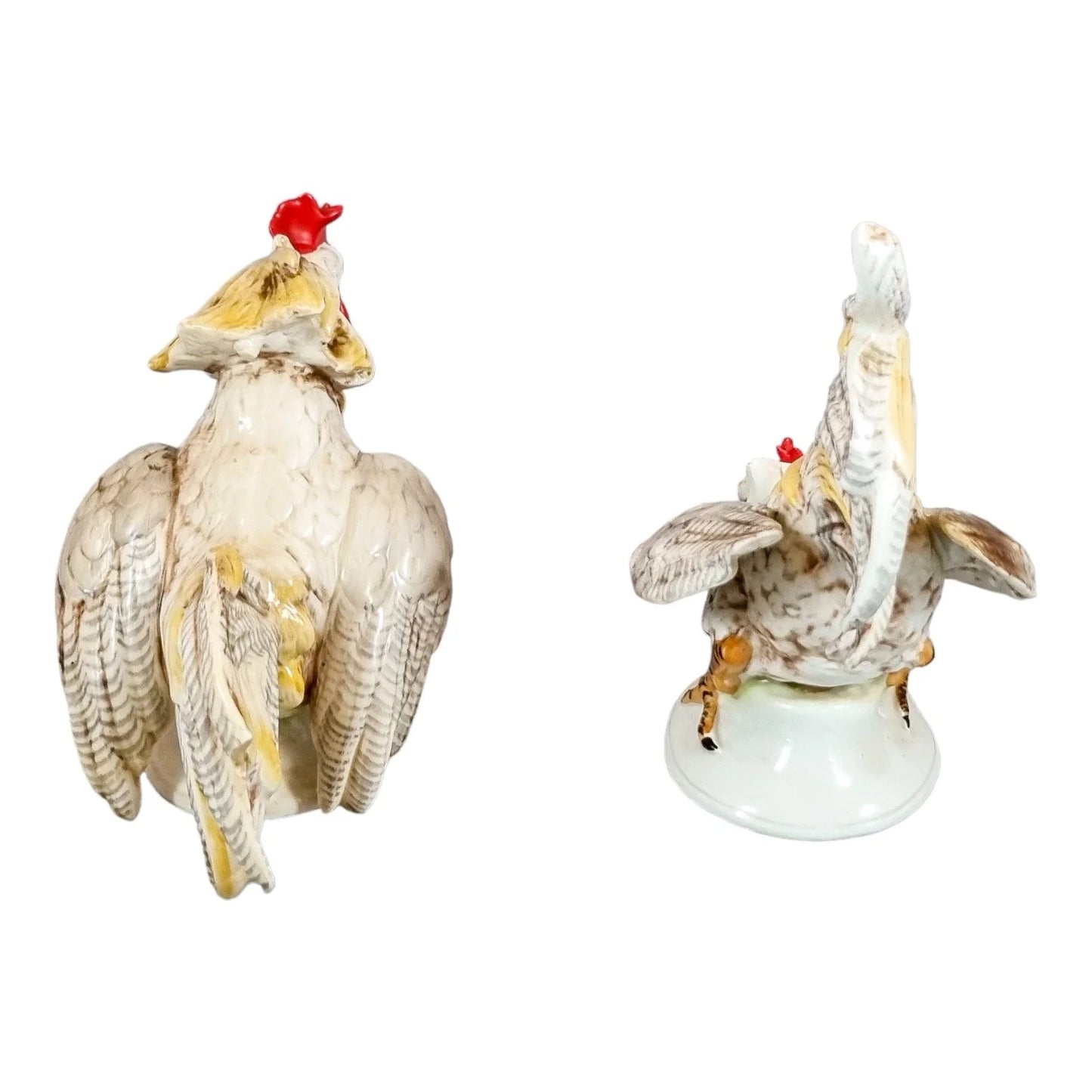 Italian ceramic figurines of roosters, hand-painted in bright polychrome enamels c. 1960's