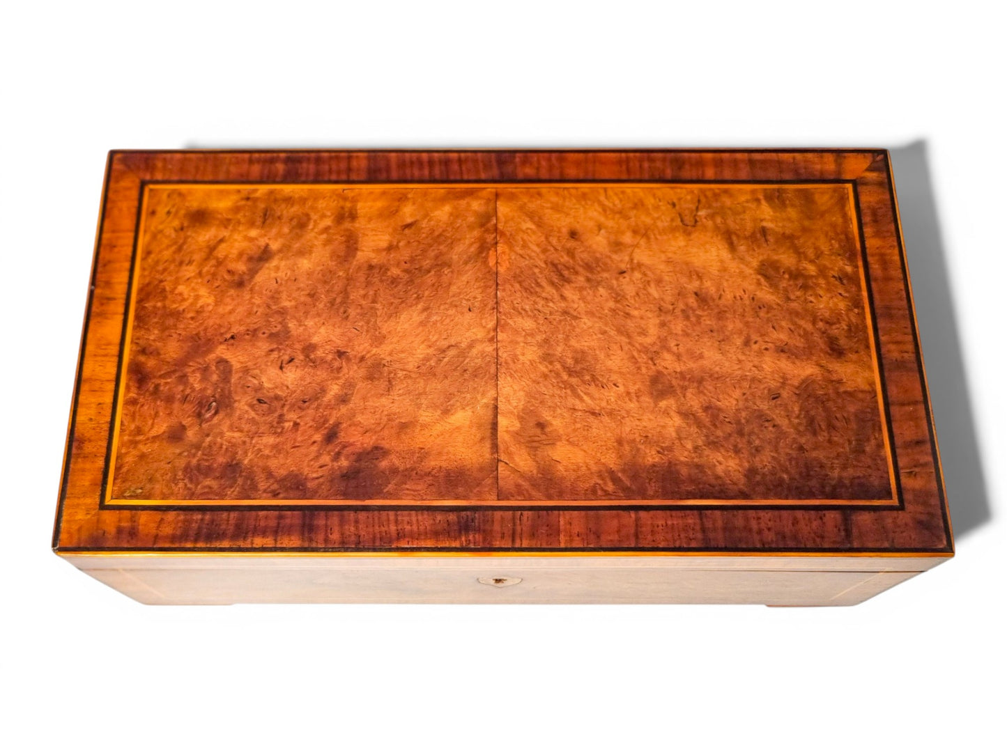 Victorian burr walnut jewellery box, c.1880