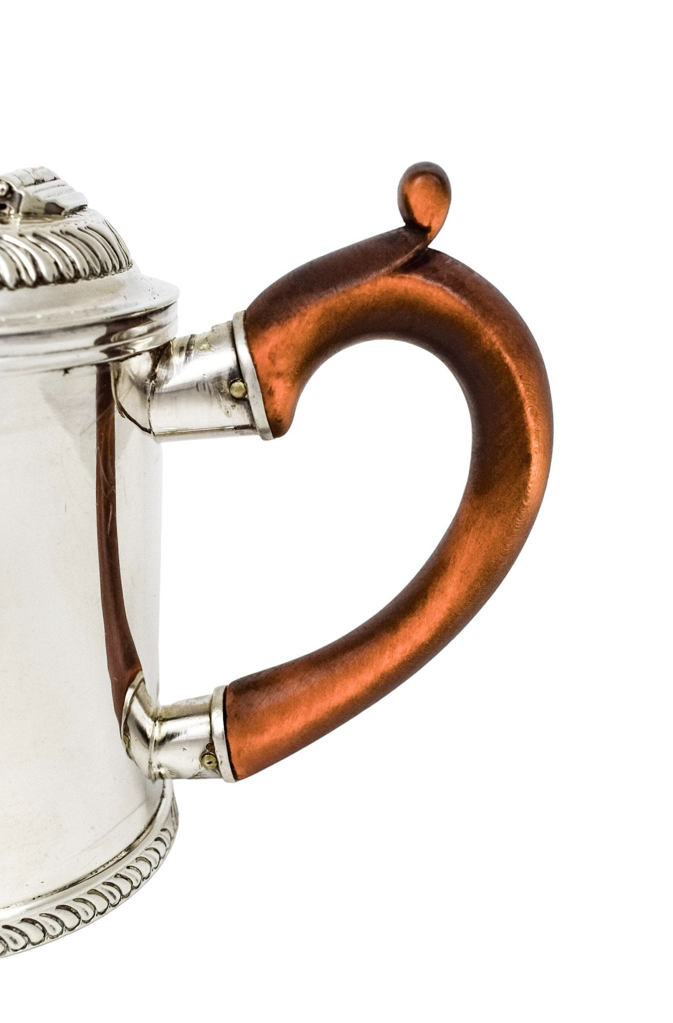George III English provincial silver teapot with pear wood handle