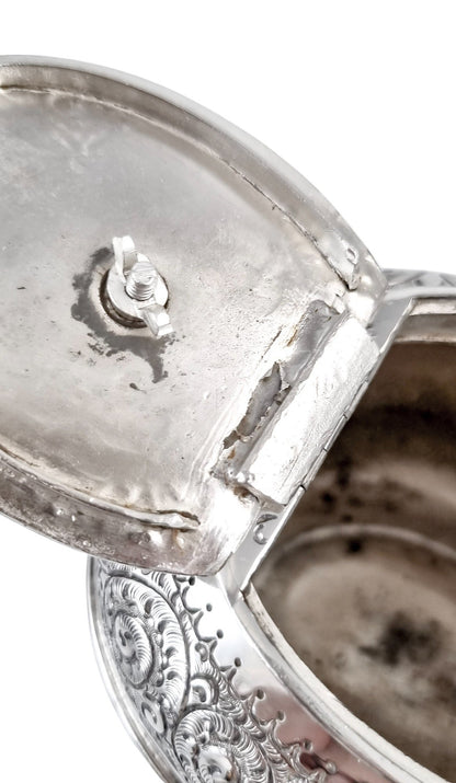 Antique Victorian silver plated three-piece tea set, Rococo Revival and Aestheticism, c. 1880s