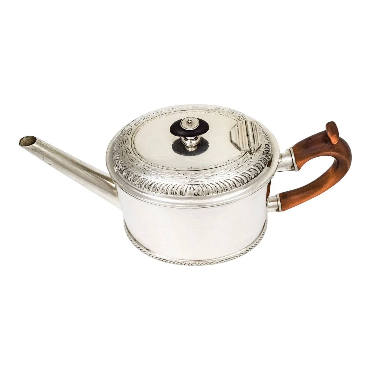 George III English provincial silver teapot with pear wood handle