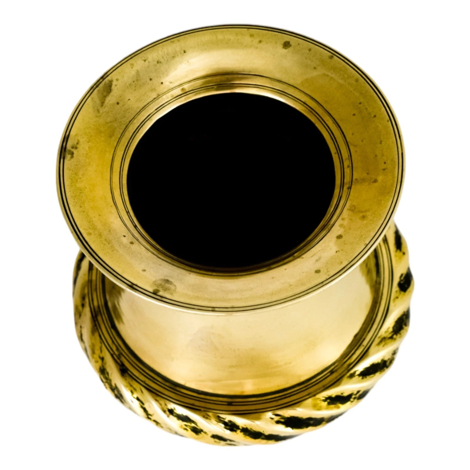 19th century Indian brass lota water pot with fluted rope border