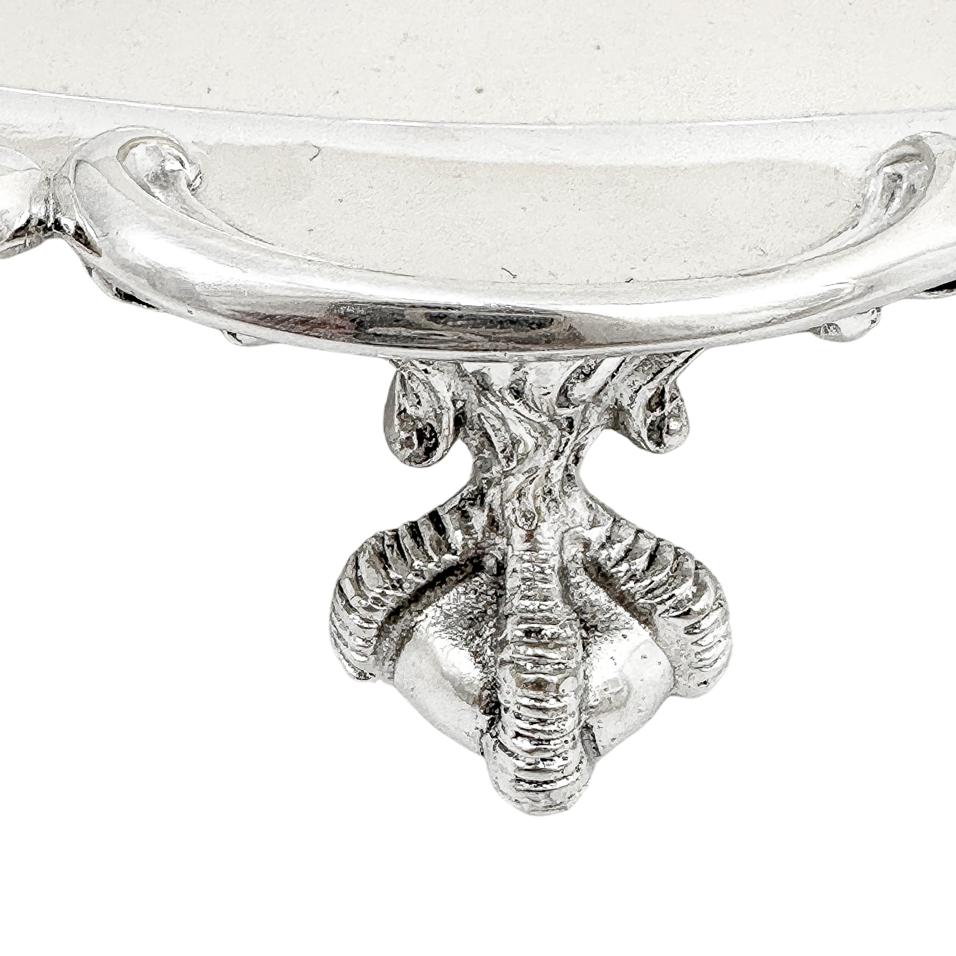 Silver plated Victorian salver in Neoclassical style with Chippendale border