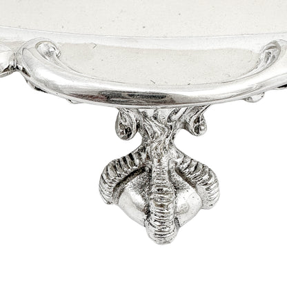 Silver plated Victorian salver in Neoclassical style with Chippendale border