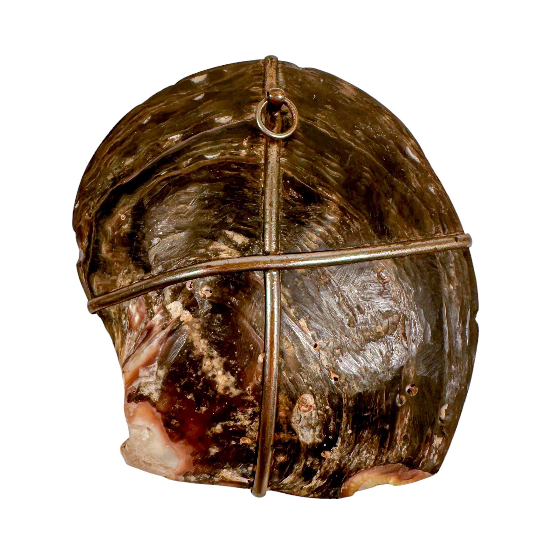 19th-century Flemish mother-of-pearl shell carving of fisherwoman