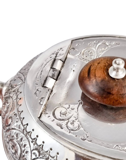 Antique Victorian silver plated three-piece tea set, Rococo Revival and Aestheticism, c. 1880s