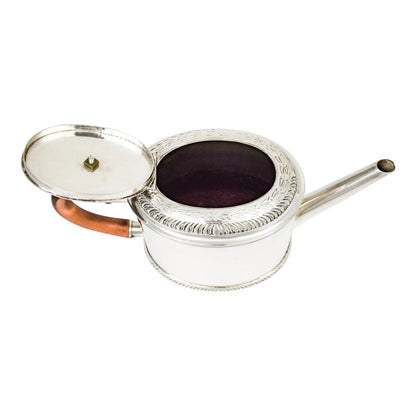 George III English provincial silver teapot with pear wood handle