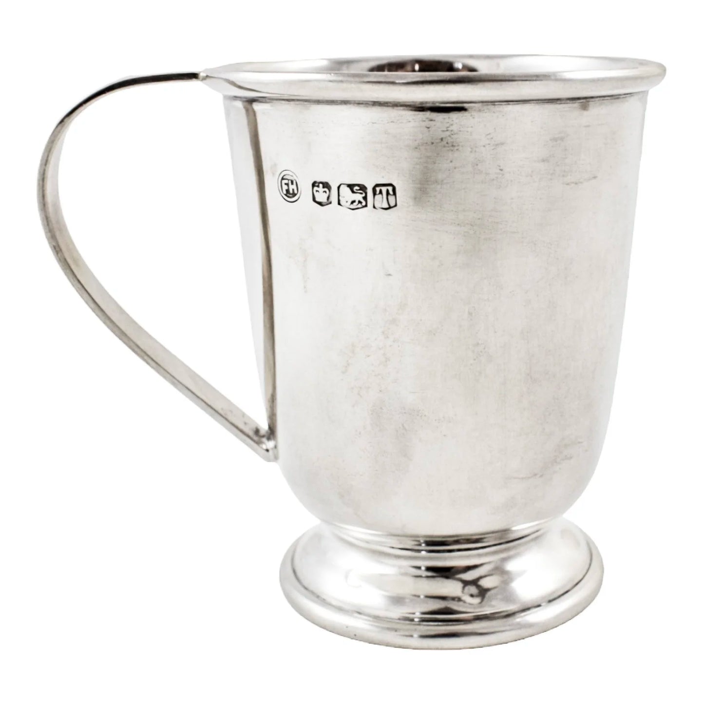 Vintage sterling silver Christening cup and engine-turned napkin ring set "Fiona"