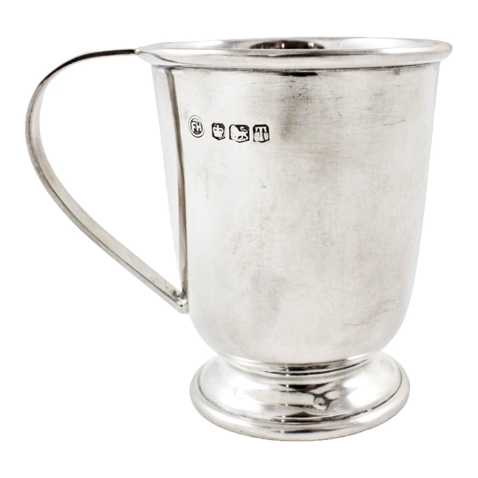 Vintage sterling silver Christening cup and engine-turned napkin ring set "Fiona"