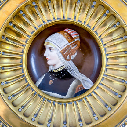 19th century porcelain portrait of "Young Woman in Renaissance Costume"