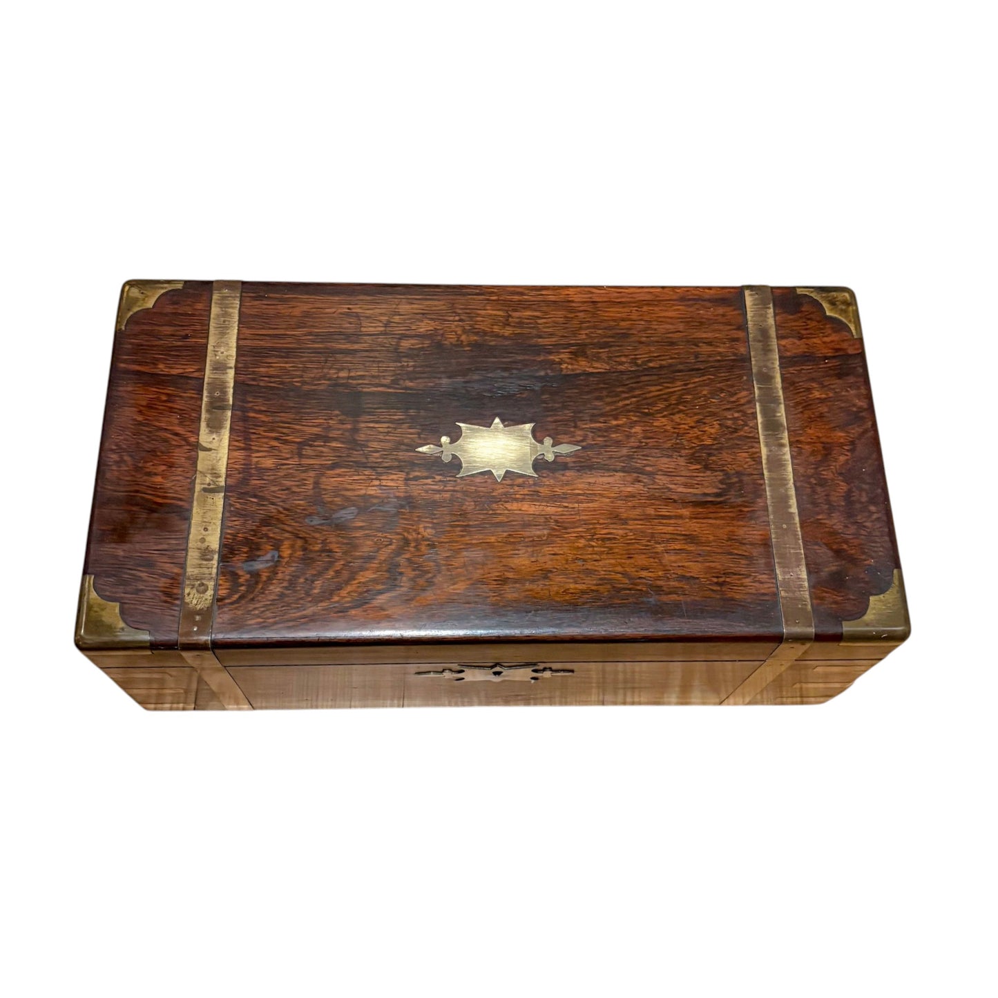 Victorian rosewood campaign writing slope, secret drawers