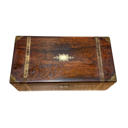 Victorian rosewood campaign writing slope, secret drawers