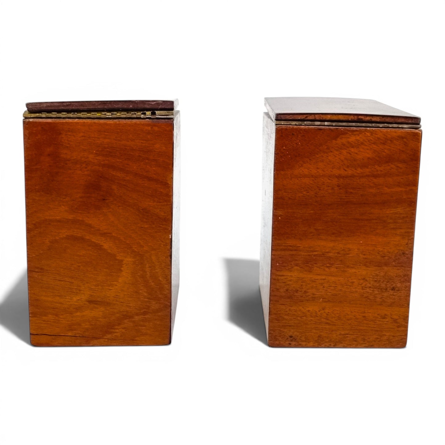 Regency mahogany twin tea caddy, original canisters