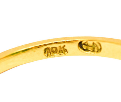 Art Deco 10k yellow gold 3.6ct green jade cabochon cocktail ring