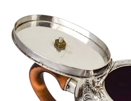 George III English provincial silver teapot with pear wood handle