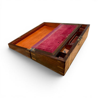 Victorian rosewood campaign writing slope, secret drawers