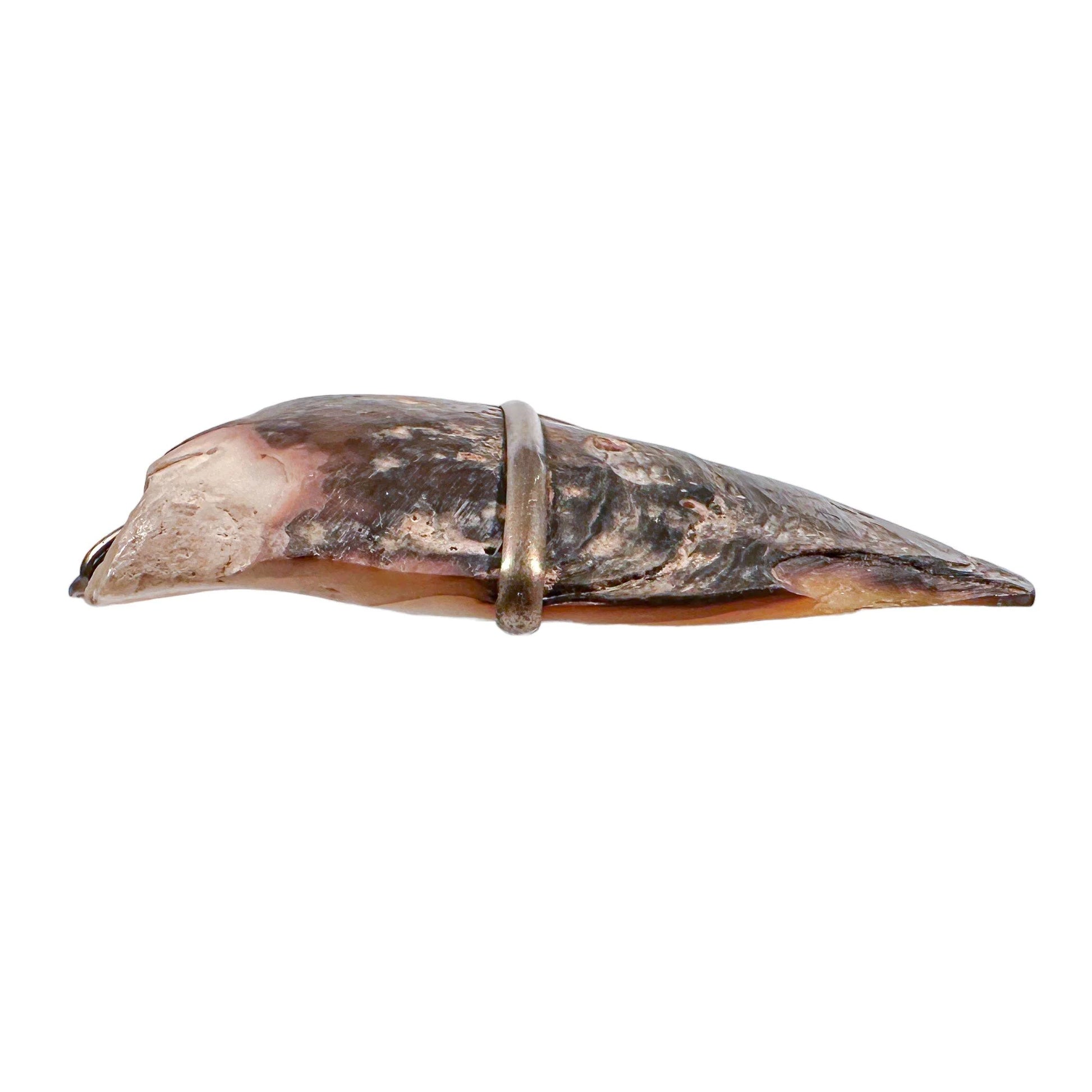 19th-century Flemish mother-of-pearl shell carving of fisherwoman